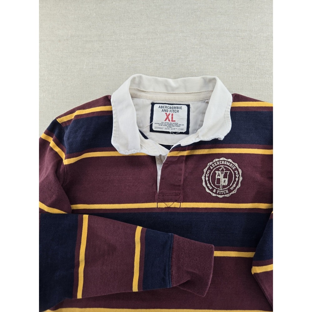 VINTAGE Abercrombie and Fitch Rugby Shirt Mens XL Striped Polo Rugby Y2K
